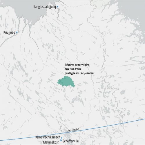 Map of Lac-Jeannin territorial reserve for protected area purposes (Carte de la Réserve de territoire aux fins d’aire protégée du Lac-Jeannin)